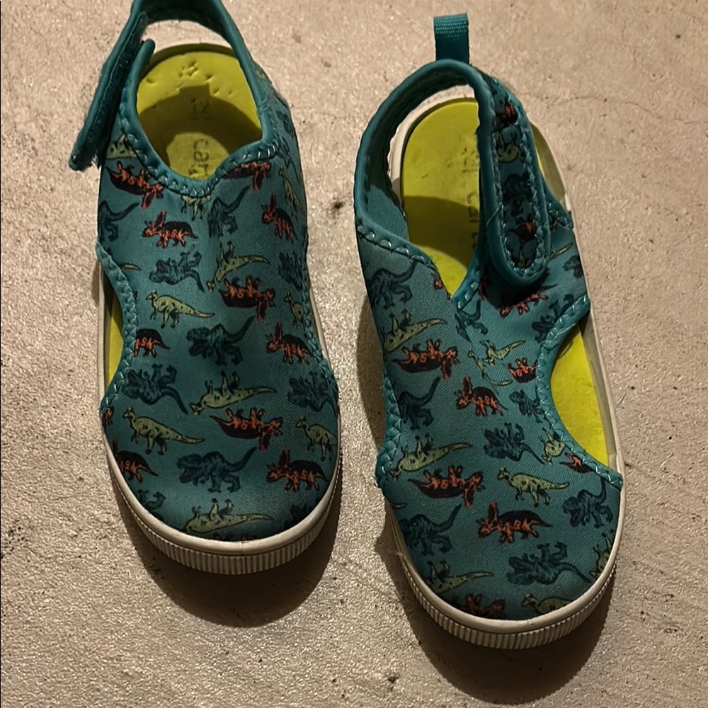 Kids Dinosaur Print Pool Shoes - Teal